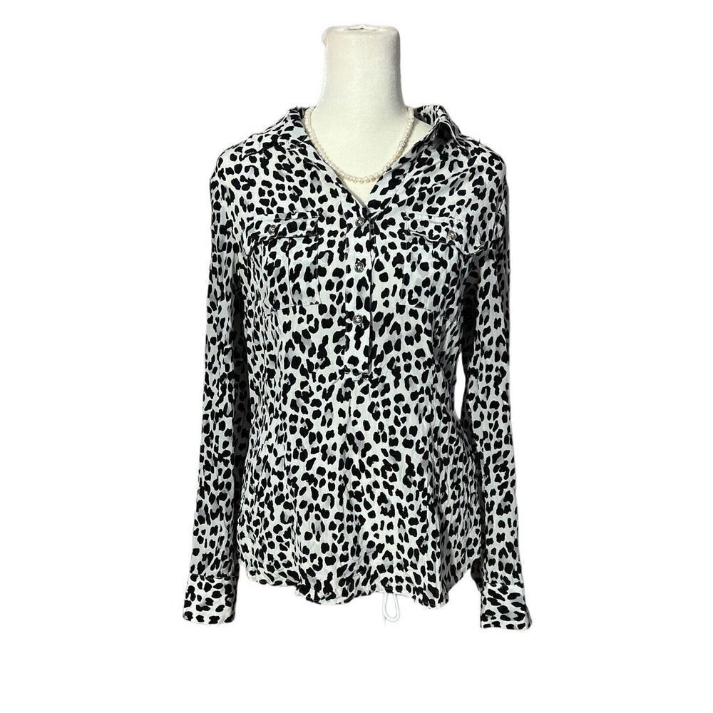 White House Black Market  Silk Button Down Blouse